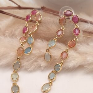 Boucles d'oreilles Giulia - Rhoddonite/pierre de soleil/Aigue-marine