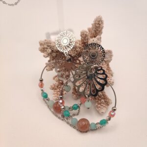 Boucles d'oreilles Hélèna - Amazonite /cristal fraise