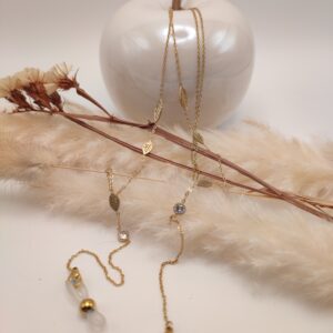 Bijoux de lunettes Feuilles et zirconiums