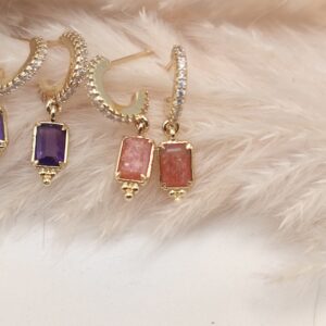Boucles d'oreilles mini Ambrine 2 - Pierre de soleil