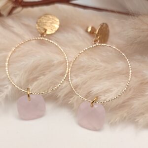 Boucles d'oreilles Iliana - Rose, Acier doré