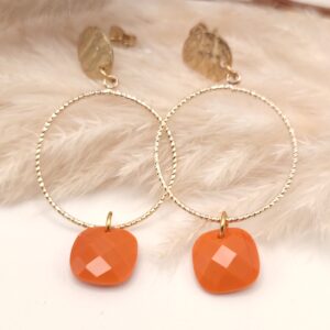 Boucles d'oreilles Iliana - orange, Acier doré